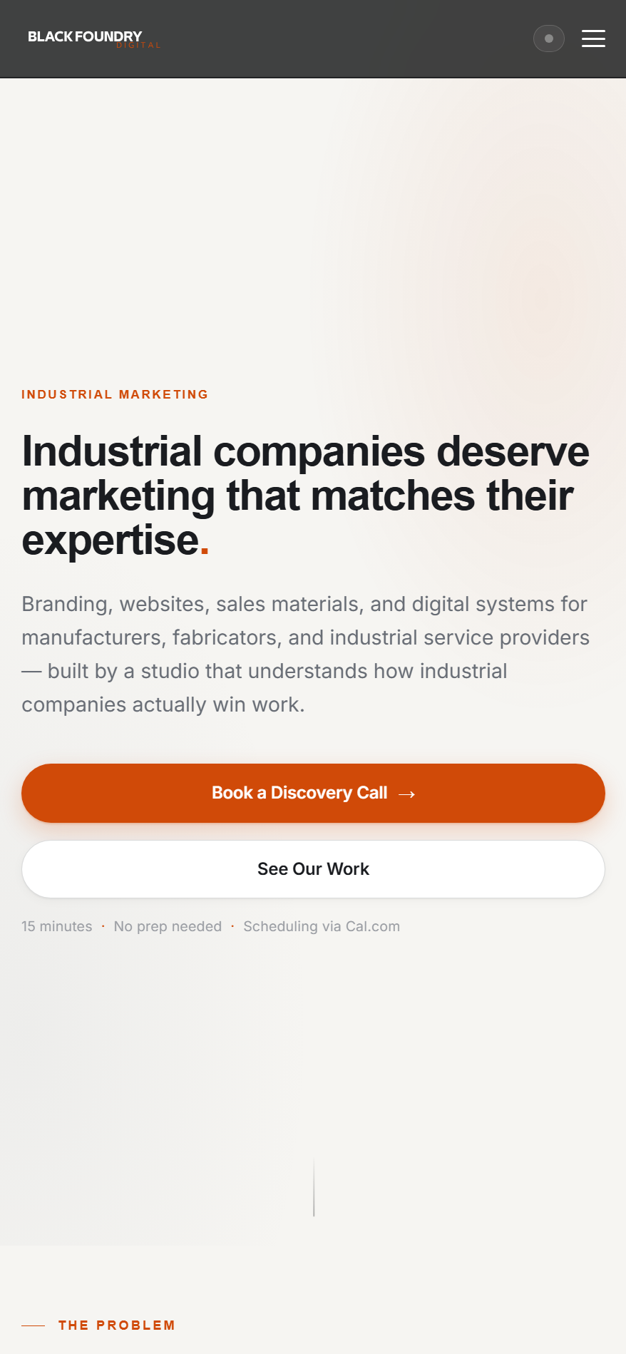 Black Foundry Digital homepage — mobile